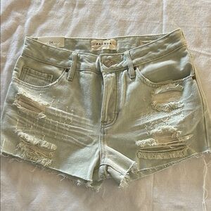 PacSun Ripped Light Wash Jean Shorts